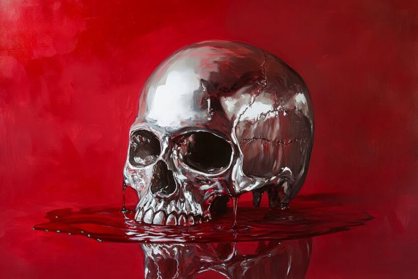 Glanze und Blut – Schönes Totenkopfstillleben