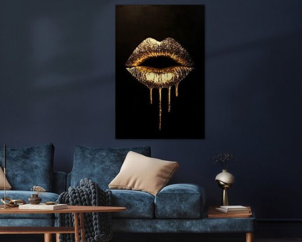 Goldene Lippen mit Tropfen – Elegantes Design