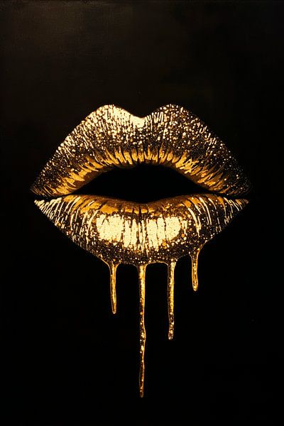 Goldene Lippen mit Tropfen – Elegantes Design