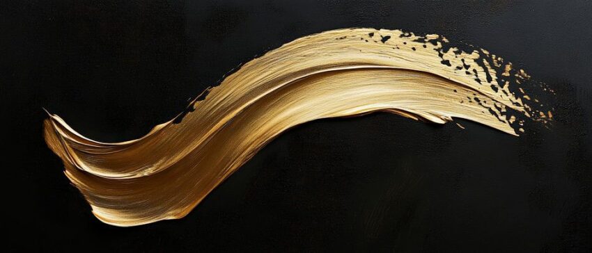 Goldene Pinselstriche auf Schwarz – Eleganz