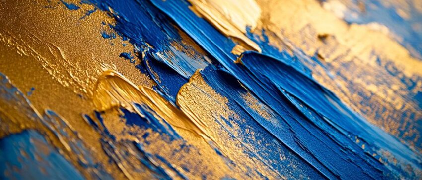 Goldene und blaue Farbstrukturen – Abstrakt