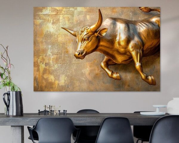 Goldener springender Stier – Skulptur