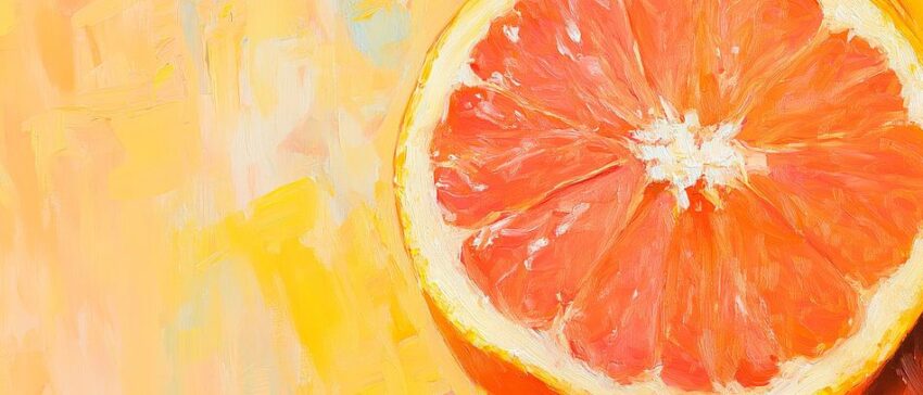 Grapefruit auf leuchtendem Gelb – Abstrakt