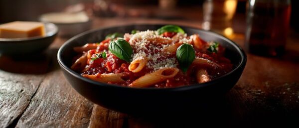 Hausgemachte Pasta mit frischem Basilikum