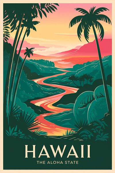 Hawaii Vintage Travel Poster