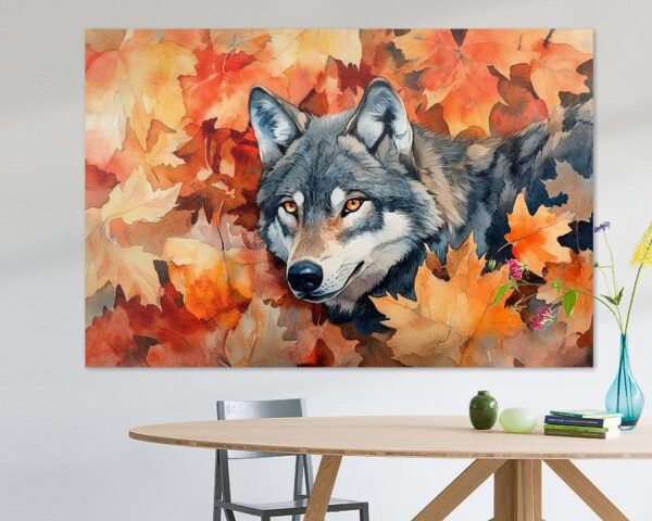 Herbstglanz – Wolf im Blättermeer