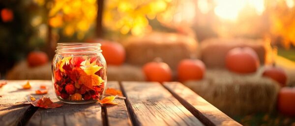 Herbstliche Dekoration im Glas