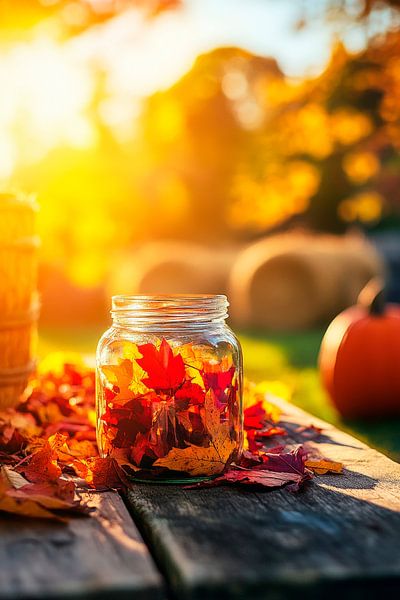 Herbstliche Farben im Glasgefäß