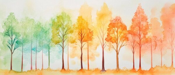 Herbstliche Holzlandschaft in Aquarellkunst