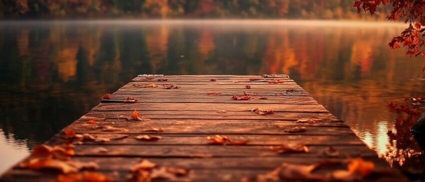 Herbstliche Holzsteg am See