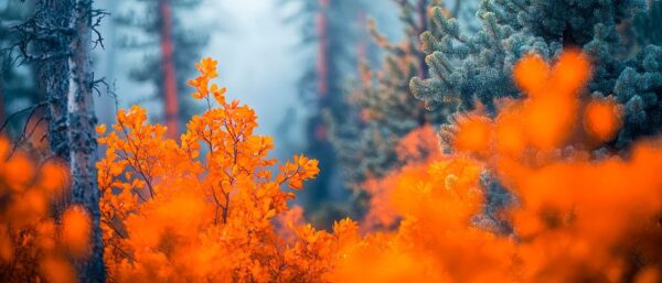 Herbstliche Landschaft im Nebel