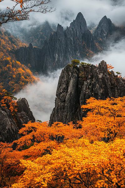 Herbstliche Landschaft mit Bergen