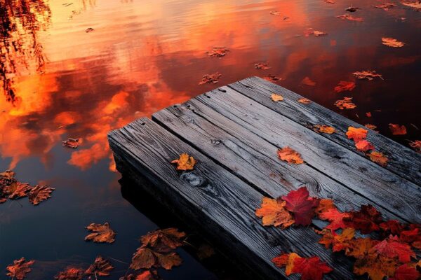 Herbstlicher Steg am Wasser