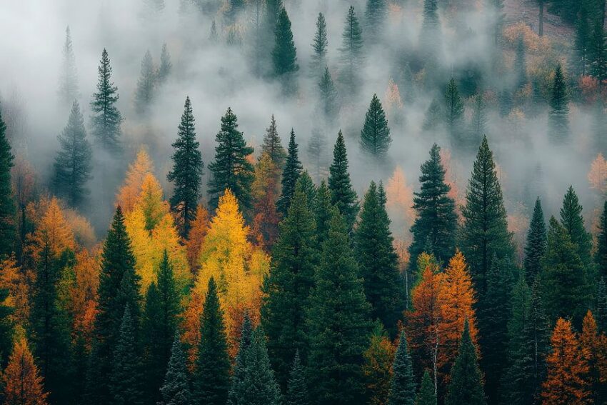 Herbstlicher Wald in Nebelstimmung