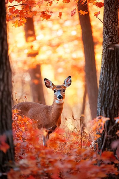 Herbstliches Reh im Wald