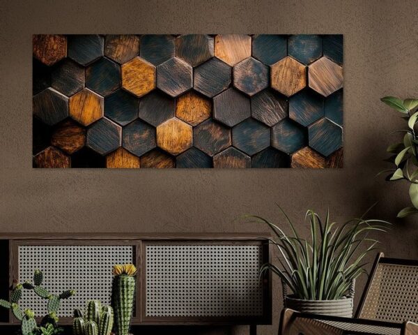 Holz-Hexagon-Muster – Dunkel und Warm