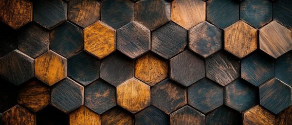 Holz-Hexagon-Muster – Dunkel und Warm