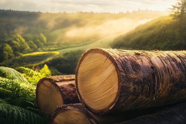 Holzstämme im Morgenlicht – Natur