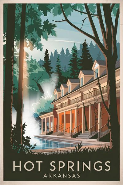 Hot Springs, Arkansas Vintage Travel Poster