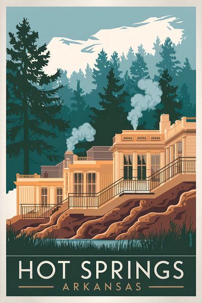 Hot Springs, Arkansas Vintage Travel Poster