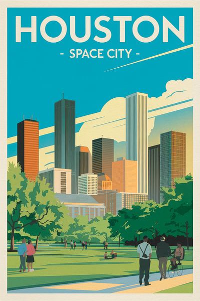 Houston, Texas Vintage Travel Poster