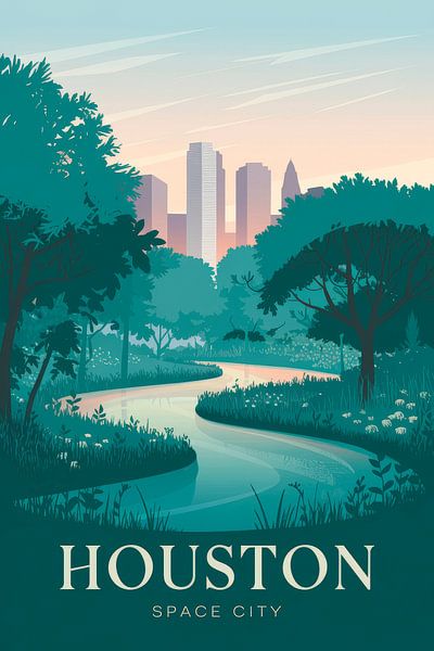 Houston, Texas Vintage Travel Poster