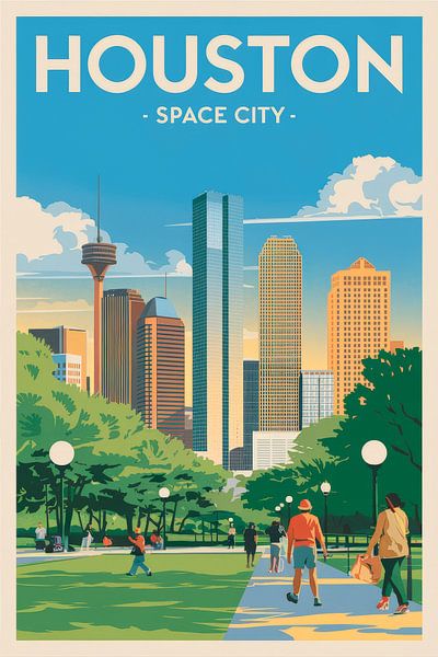 Houston, Texas Vintage Travel Poster