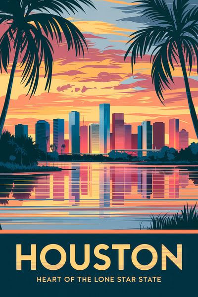 Houston, Texas Vintage Travel Poster