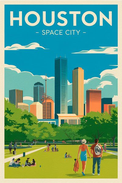 Houston, Texas Vintage Travel Poster