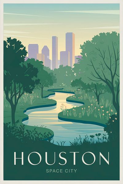 Houston, Texas - Vintage Travel Poster