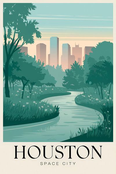 Houston, Texas Vintage Travel Poster