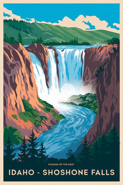 Idaho - Shoshone Falls Vintage Travel Poster