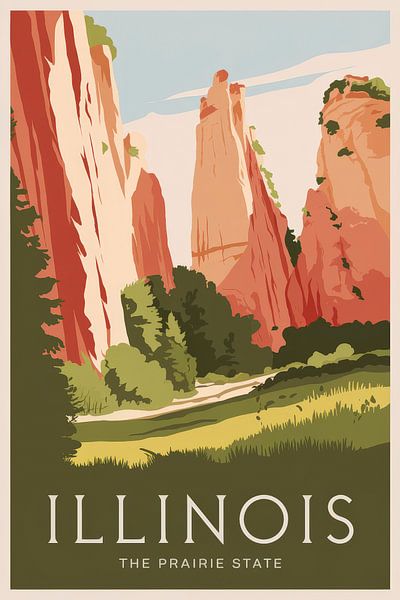 Illinois Vintage Travel Poster