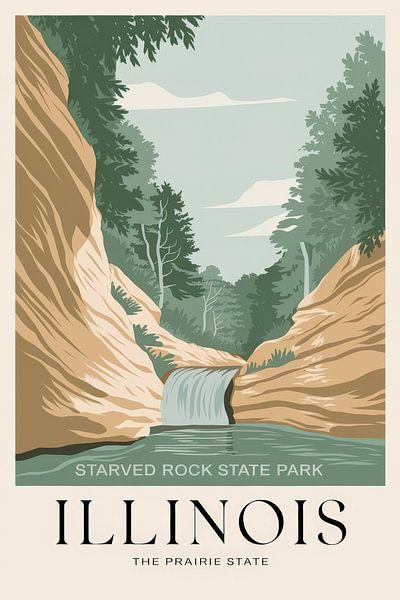 Illinois Vintage Travel Poster