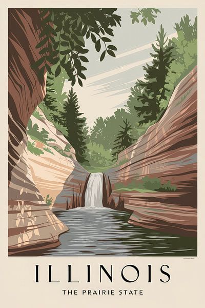 Illinois Vintage Travel Poster