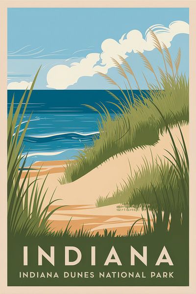 Indiana Vintage Travel Poster