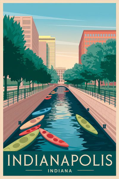 Indianapolis, Indiana Vintage Travel Poster