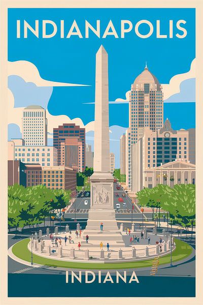 Indianapolis, Indiana Vintage Travel Poster