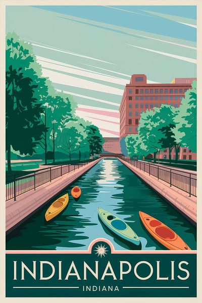 Indianapolis, Indiana Vintage Travel Poster