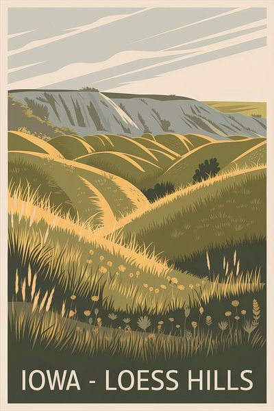 Iowa - Loess Hills Vintage Travel Poster