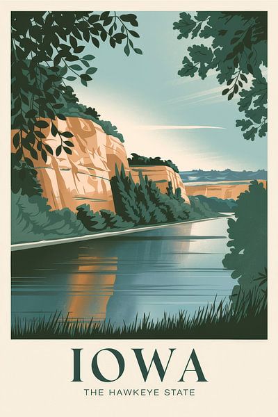 Iowa Vintage Travel Poster