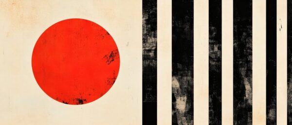 Japanische Flagge mit Streifen – Abstrakt