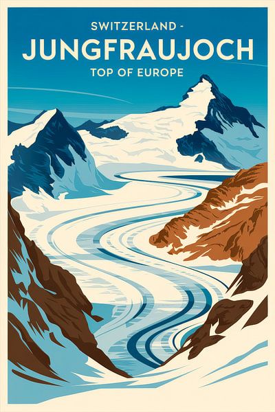 Jungfraujoch, Switzerland Vintage Travel Poster