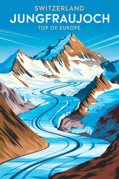 Jungfraujoch, Switzerland Vintage Travel Poster