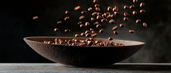 Kaffeebohnen in der Luft – Elegante Bewegung