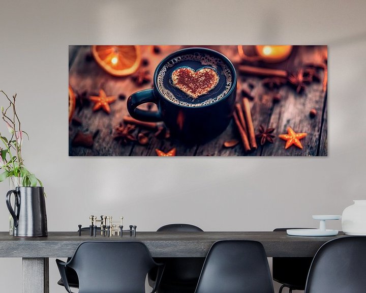 Kaffeetasse mit Herz-Motiv und Gewürzen