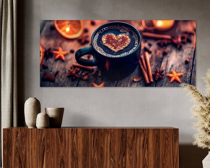 Kaffeetasse mit Herz-Motiv und Gewürzen