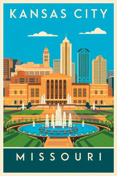 Kansas City, Missouri Vintage Travel Poster