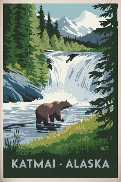 Katmai - Alaska Vintage Travel Poster