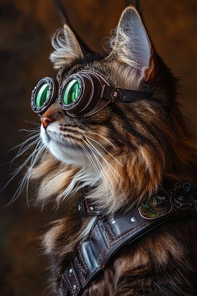 Katze mit Goggles – Steampunk-Stil